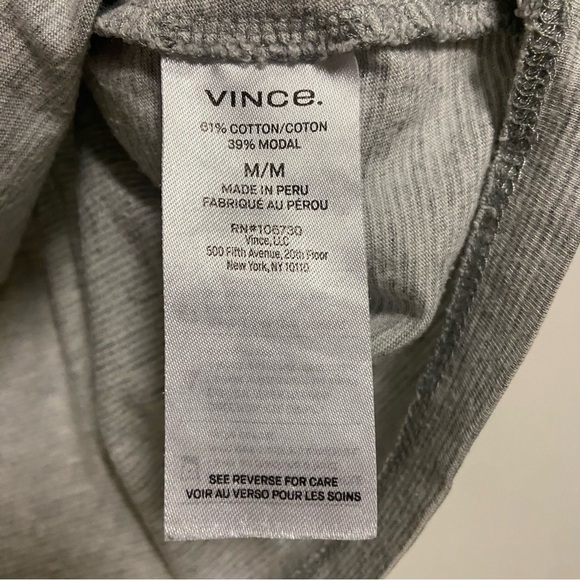 Vince Slub Stripe Short Sleeve Henley in Heather Grey Size Medium - Picture 6 of 7